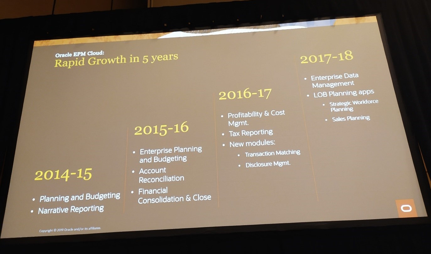 Oracle EPM Cloud - Rapid growth in 5 years