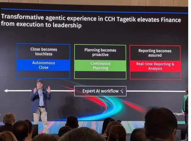 CCH Tagetik à inTouch 2026 : trois promesses portées par Expert AI — Close touchless, Planning proactif, Reporting assuré.