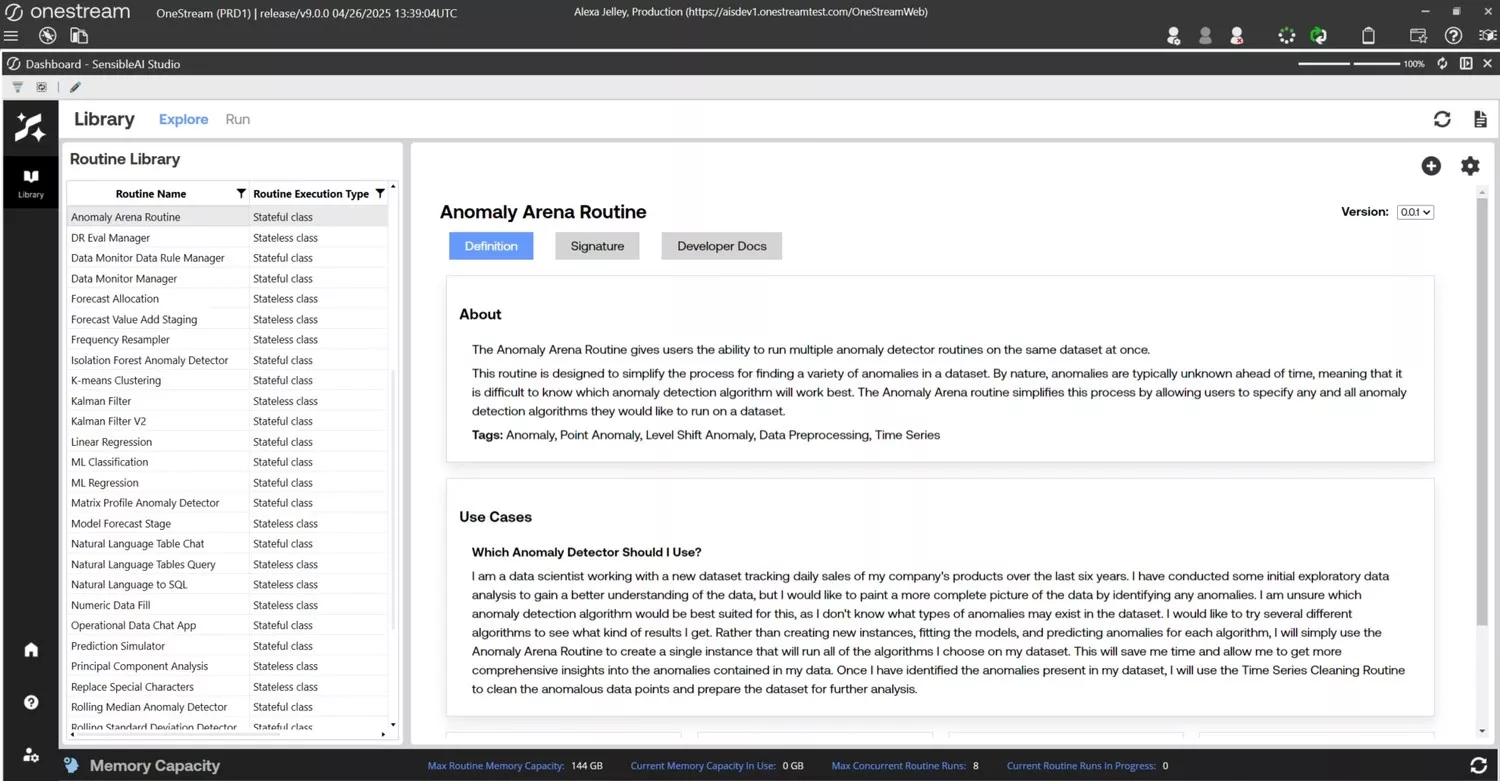 Interface SensibleAI Studio &copy; OneStream Software